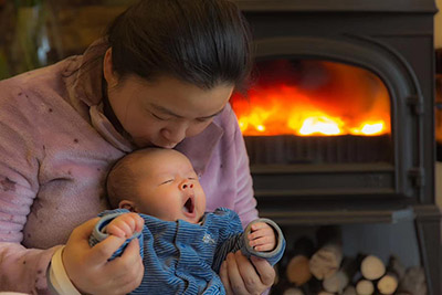 湖南常德高层住宅安装独立式真火壁炉案例