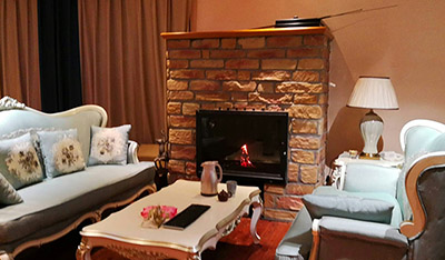 中信嘉丽泽别墅客厅嵌入式真火壁炉装修案例